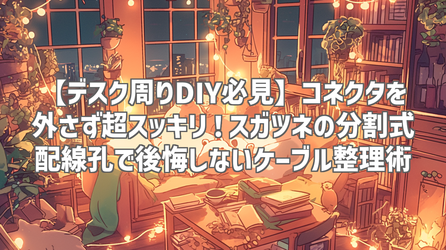 【デスク周りDIY必見】コネクタを外さず超スッキリ！スガツネの分割式配線孔で後悔しないケーブル整理術