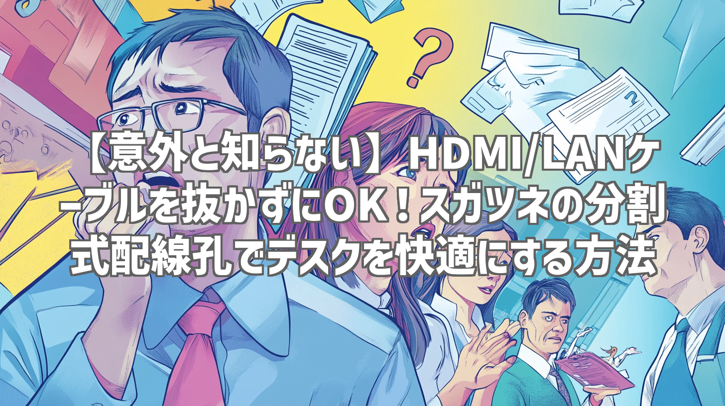 【意外と知らない】HDMI/LANケーブルを抜かずにOK！スガツネの分割式配線孔でデスクを快適にする方法