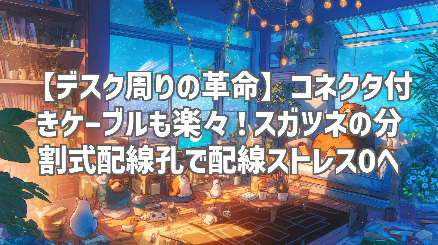 【デスク周りの革命】コネクタ付きケーブルも楽々！スガツネの分割式配線孔で配線ストレス0へ