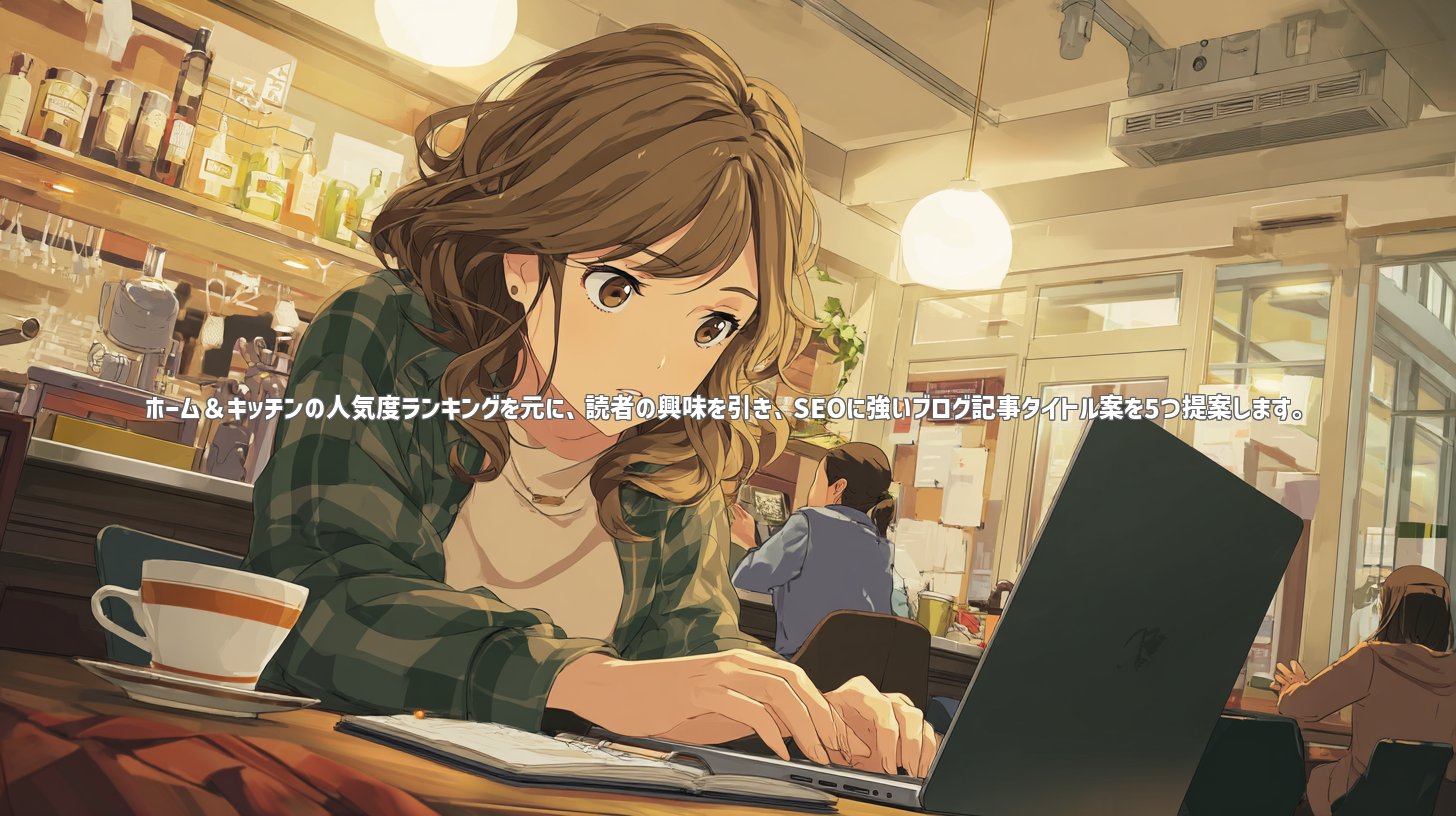 ホーム＆キッチンの人気度ランキングを元に、読者の興味を引き、SEOに強いブログ記事タイトル案を5つ提案します。
