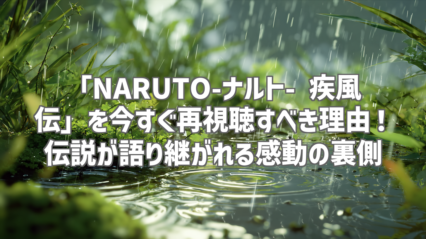 「NARUTO-ナルト- 疾風伝」を今すぐ再視聴すべき理由！伝説が語り継がれる感動の裏側
