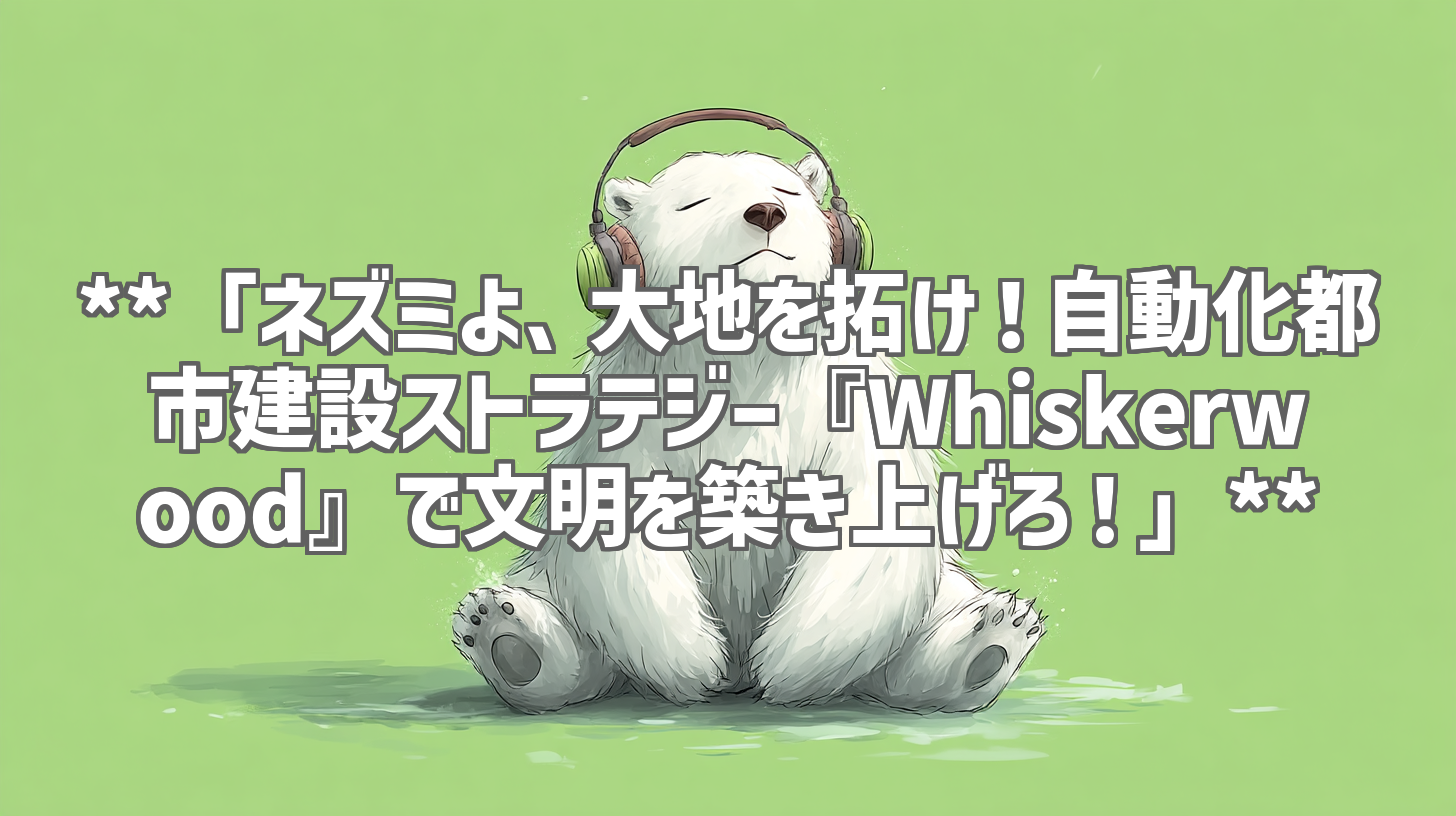 **「ネズミよ、大地を拓け!自動化都市建設ストラテジー『Whiskerwood』で文明を築き上げろ!」**