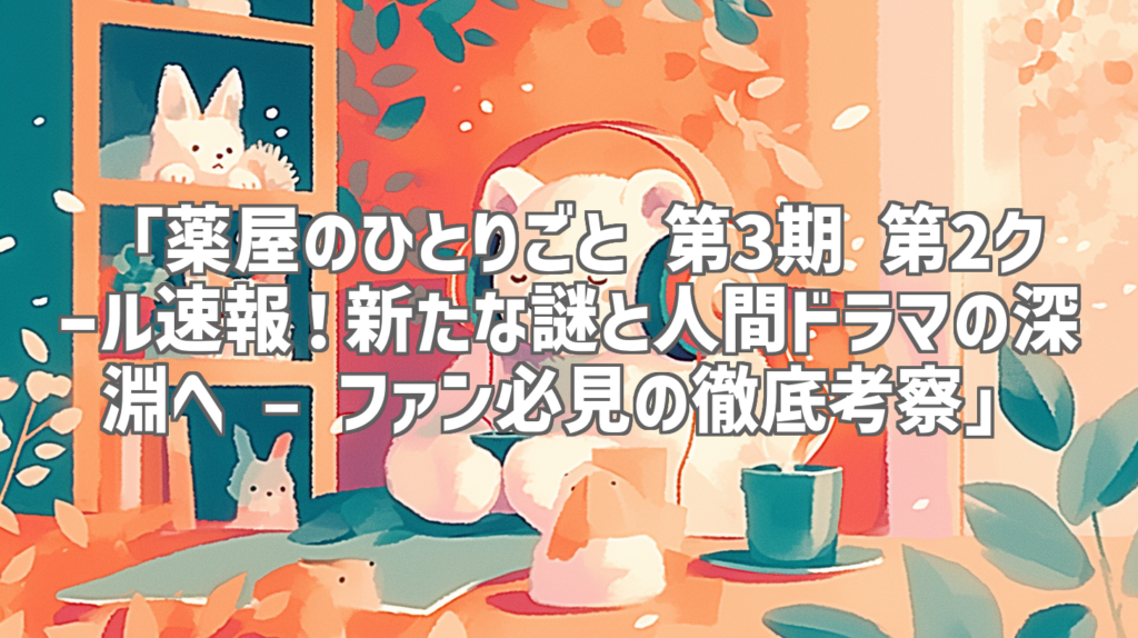 「薬屋のひとりごと 第3期 第2クール速報！新たな謎と人間ドラマの深淵へ – ファン必見の徹底考察」