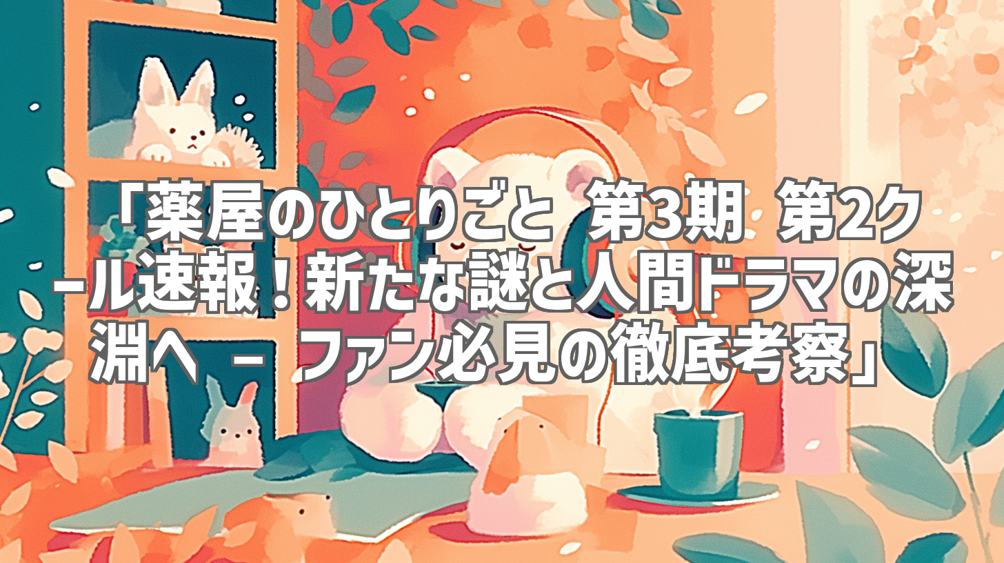 「薬屋のひとりごと 第3期 第2クール速報!新たな謎と人間ドラマの深淵へ – ファン必見の徹底考察」
