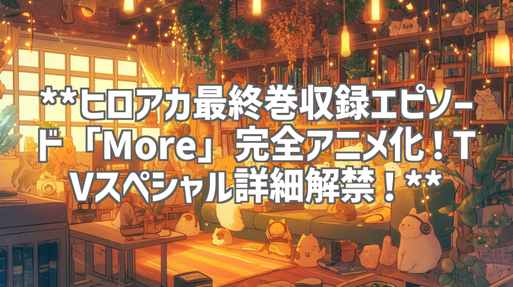 **ヒロアカ最終巻収録エピソード「More」完全アニメ化！TVスペシャル詳細解禁！**