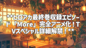 **ヒロアカ最終巻収録エピソード「More」完全アニメ化！TVスペシャル詳細解禁！**