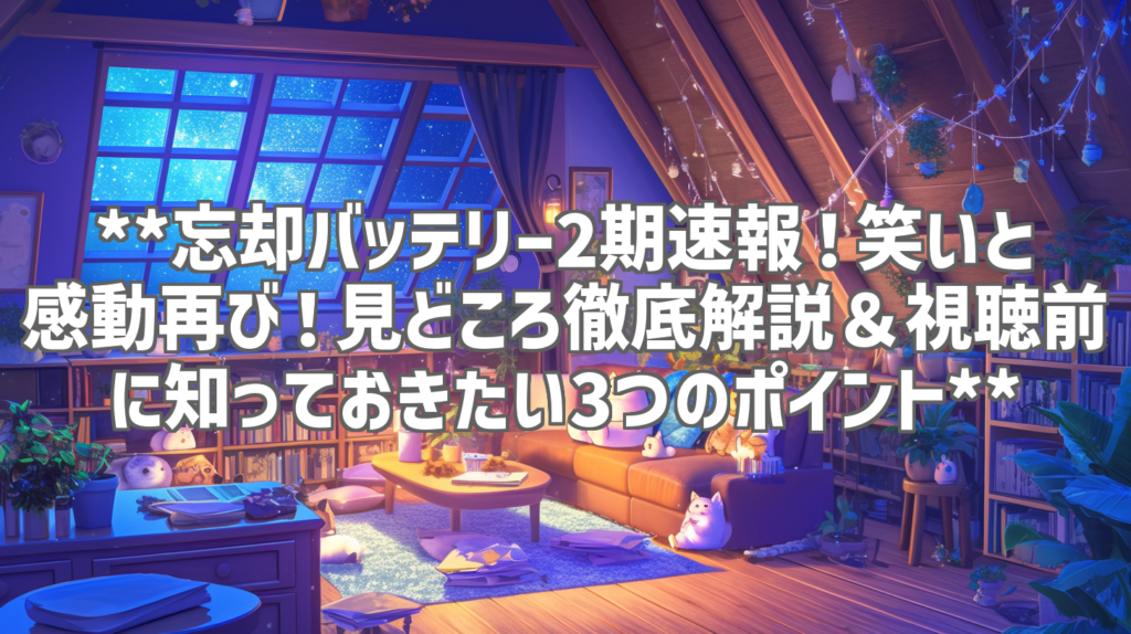 **忘却バッテリー2期速報！笑いと感動再び！見どころ徹底解説＆視聴前に知っておきたい3つのポイント**