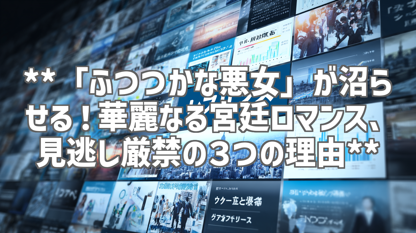 **「ふつつかな悪女」が沼らせる！華麗なる宮廷ロマンス、見逃し厳禁の３つの理由**