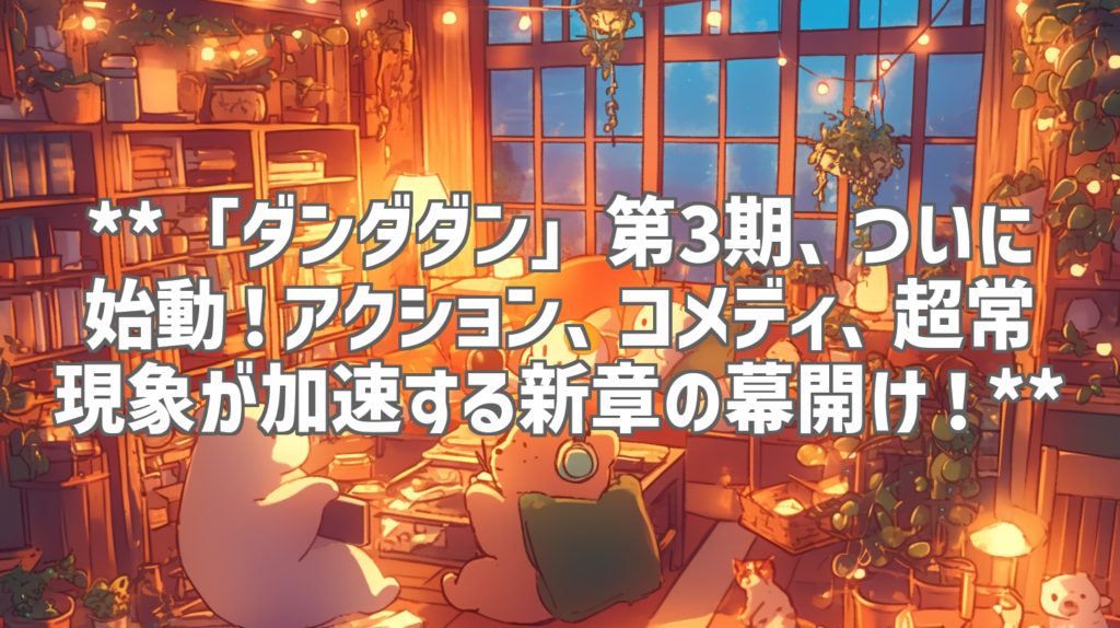 **「ダンダダン」第3期、ついに始動！アクション、コメディ、超常現象が加速する新章の幕開け！**