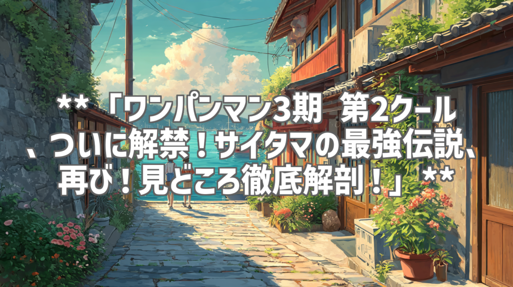 **「ワンパンマン3期 第2クール、ついに解禁！サイタマの最強伝説、再び！見どころ徹底解剖！」**