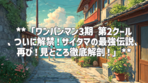 **「ワンパンマン3期 第2クール、ついに解禁！サイタマの最強伝説、再び！見どころ徹底解剖！」**