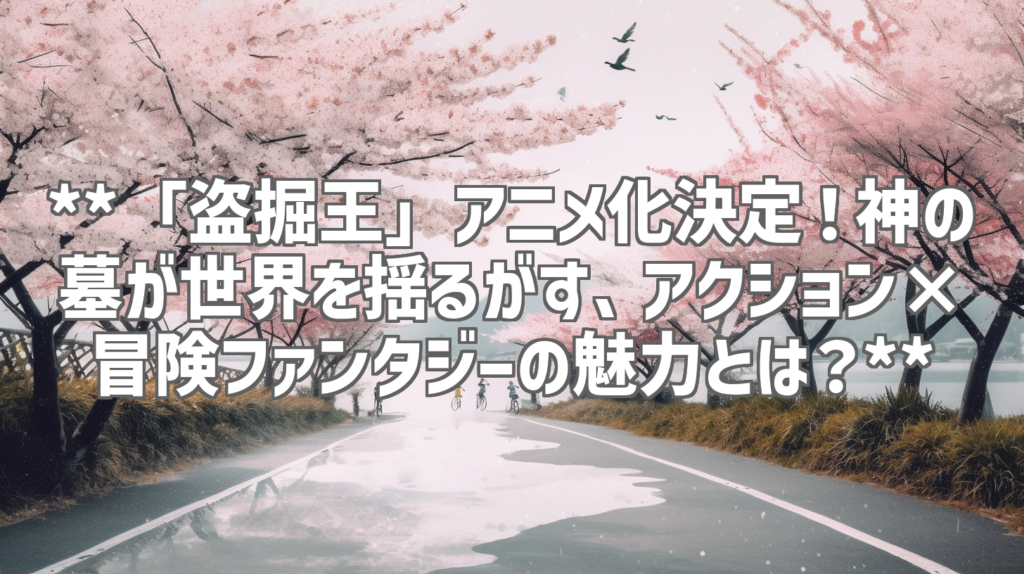 **「盗掘王」アニメ化決定！神の墓が世界を揺るがす、アクション×冒険ファンタジーの魅力とは？**