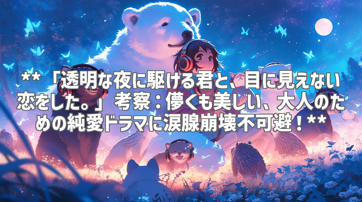 **「透明な夜に駆ける君と、目に見えない恋をした。」考察：儚くも美しい、大人のための純愛ドラマに涙腺崩壊不可避！**
