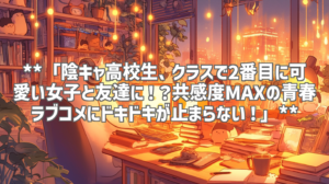 **「陰キャ高校生、クラスで2番目に可愛い女子と友達に！？共感度MAXの青春ラブコメにドキドキが止まらない！」**