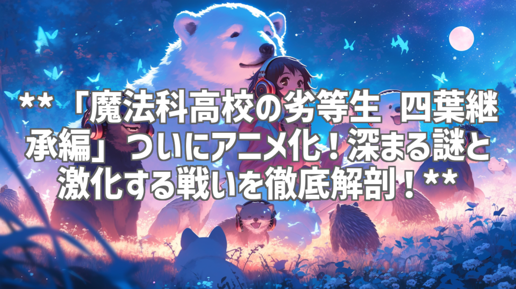 **「魔法科高校の劣等生 四葉継承編」ついにアニメ化！深まる謎と激化する戦いを徹底解剖！**