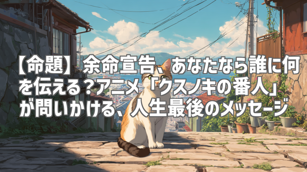 【命題】余命宣告、あなたなら誰に何を伝える？アニメ「クスノキの番人」が問いかける、人生最後のメッセージ