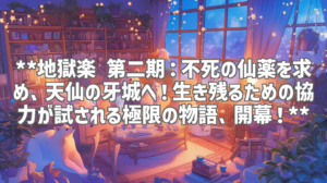 **地獄楽 第二期：不死の仙薬を求め、天仙の牙城へ！生き残るための協力が試される極限の物語、開幕！**