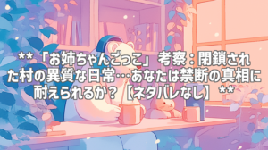 **「お姉ちゃんごっこ」考察：閉鎖された村の異質な日常…あなたは禁断の真相に耐えられるか？【ネタバレなし】**