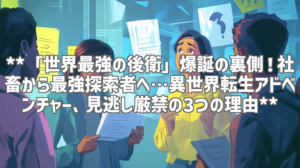 **「世界最強の後衛」爆誕の裏側！社畜から最強探索者へ…異世界転生アドベンチャー、見逃し厳禁の3つの理由**