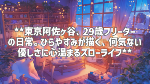 **東京阿佐ヶ谷、29歳フリーターの日常。ひらやすみが描く、何気ない優しさに心温まるスローライフ**