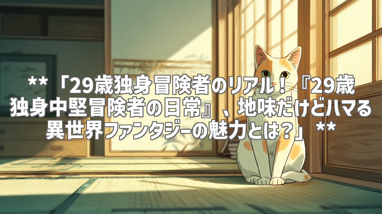 **「29歳独身冒険者のリアル！『29歳独身中堅冒険者の日常』、地味だけどハマる異世界ファンタジーの魅力とは？」**