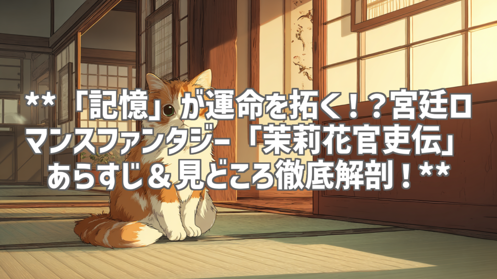 **「記憶」が運命を拓く！？宮廷ロマンスファンタジー「茉莉花官吏伝」あらすじ＆見どころ徹底解剖！**