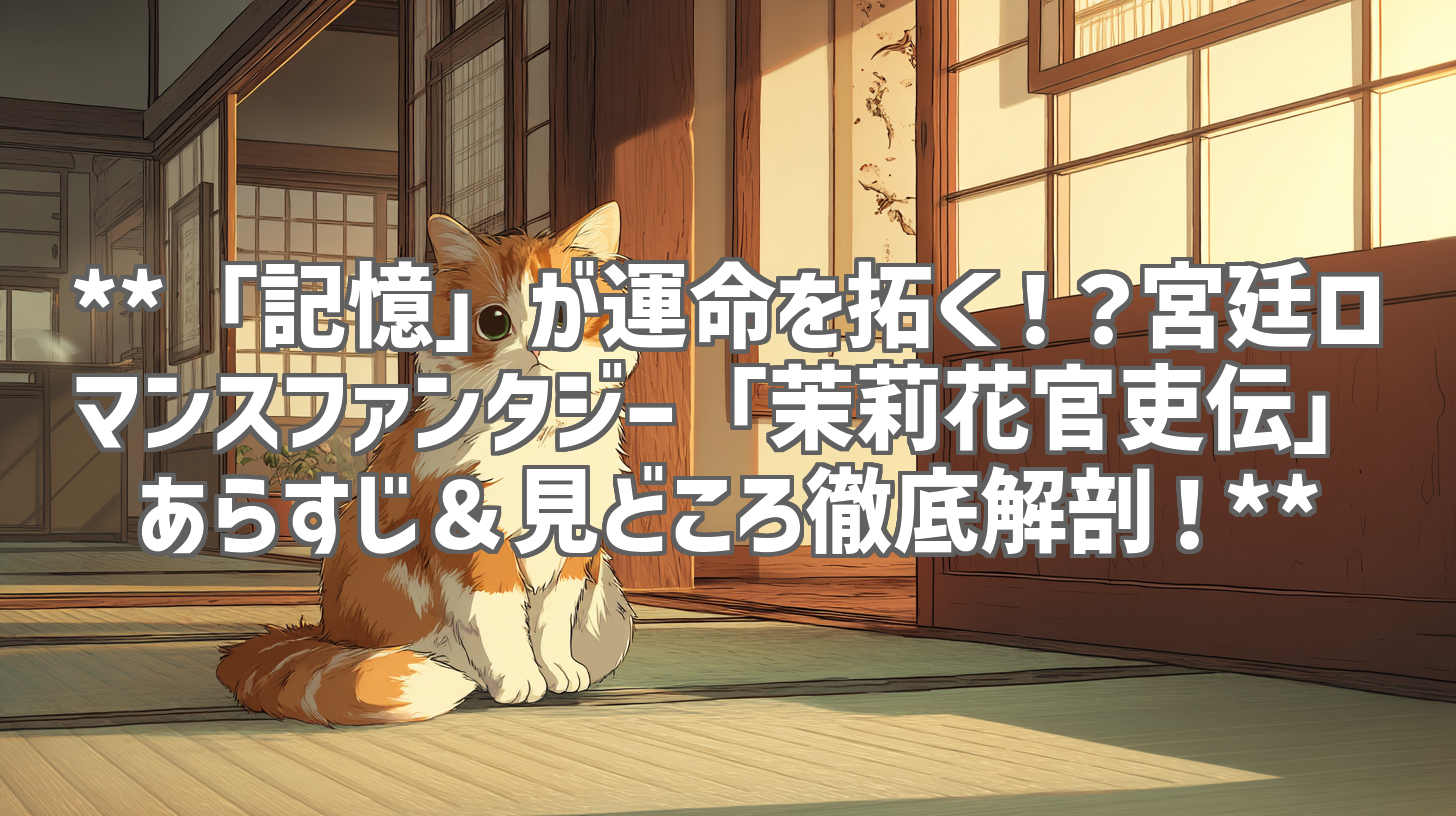 **「記憶」が運命を拓く！？宮廷ロマンスファンタジー「茉莉花官吏伝」あらすじ＆見どころ徹底解剖！**