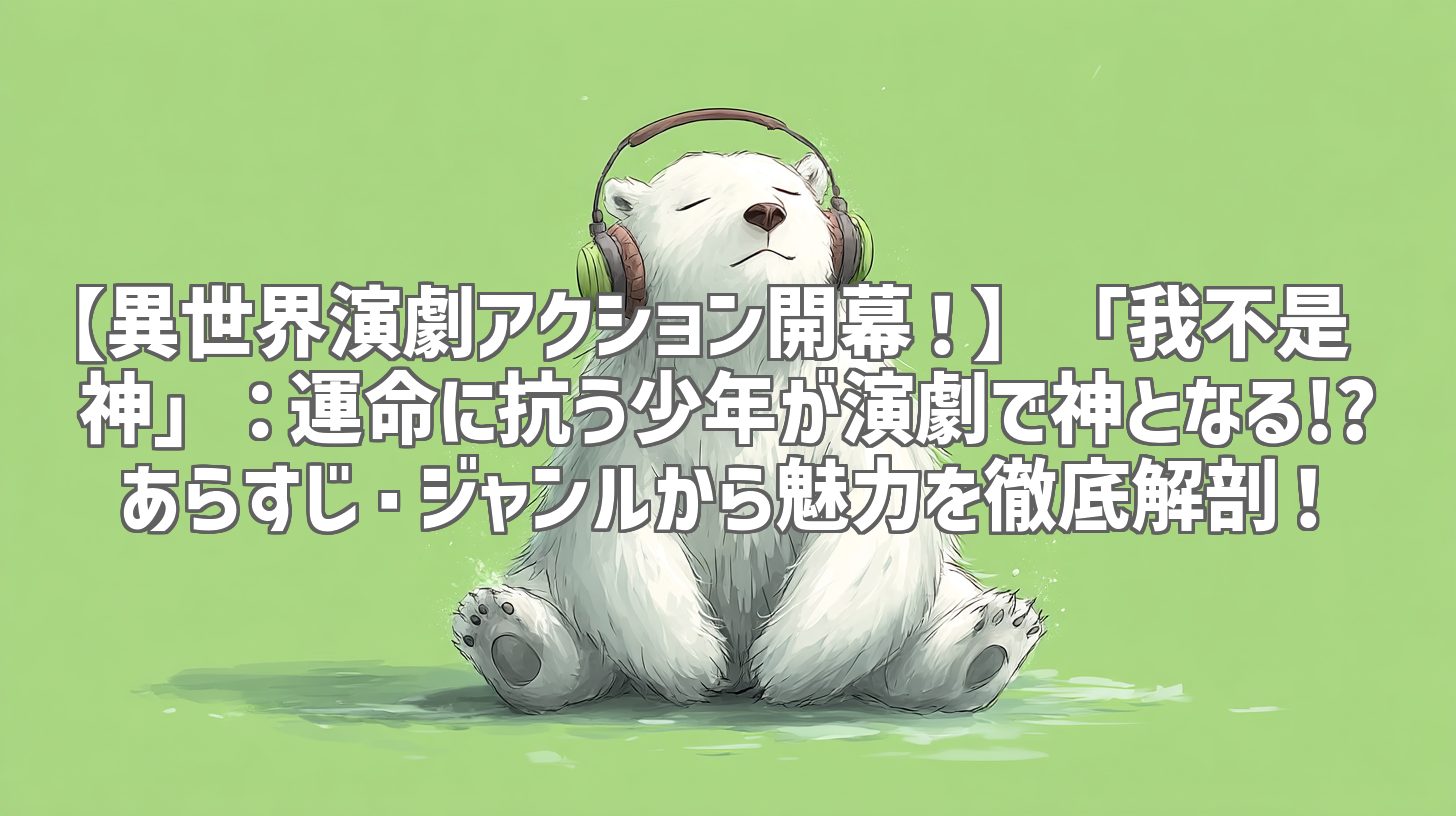 【異世界演劇アクション開幕！】「我不是戏神」：運命に抗う少年が演劇で神となる!? あらすじ・ジャンルから魅力を徹底解剖！