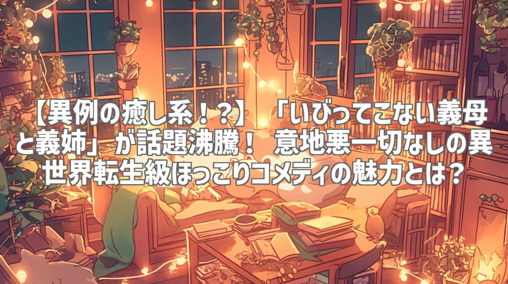 【異例の癒し系！？】「いびってこない義母と義姉」が話題沸騰！ 意地悪一切なしの異世界転生級ほっこりコメディの魅力とは？