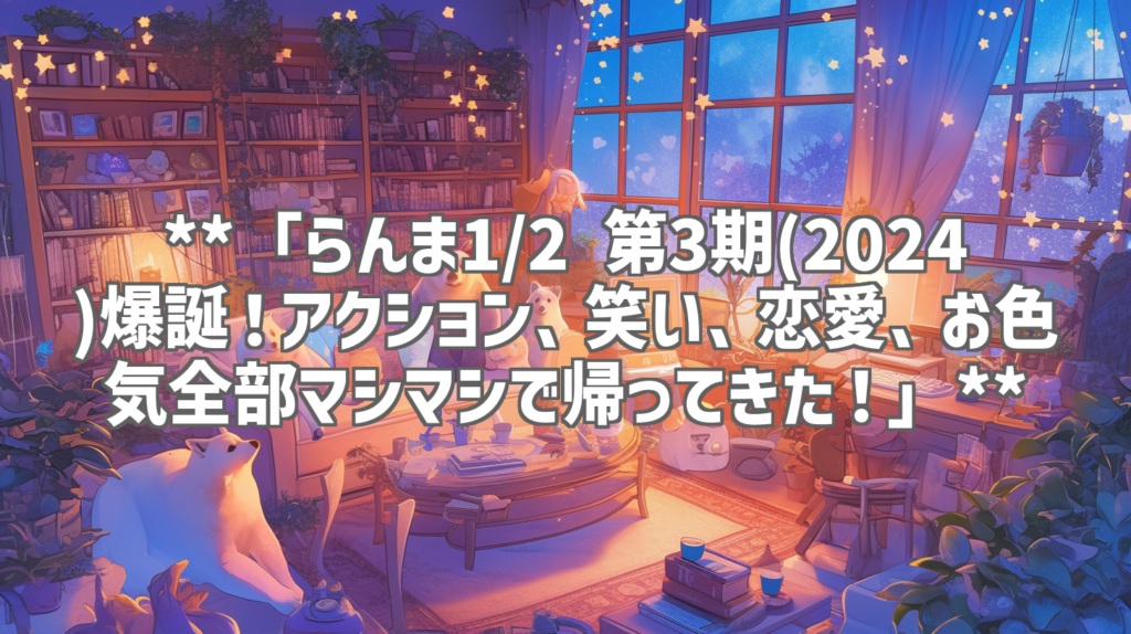 **「らんま1/2 第3期(2024)爆誕！アクション、笑い、恋愛、お色気全部マシマシで帰ってきた！」**