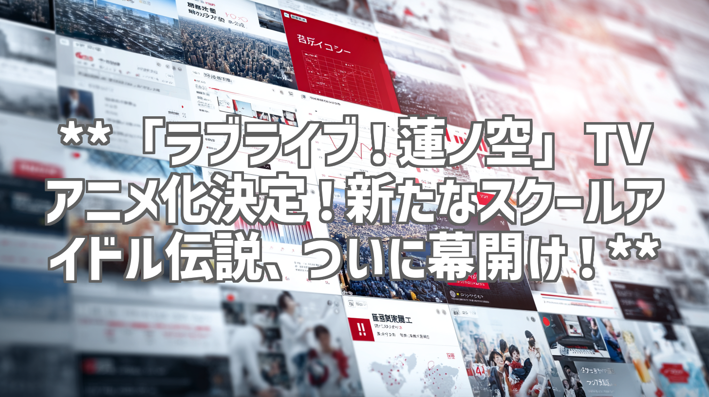 **「ラブライブ！蓮ノ空」TVアニメ化決定！新たなスクールアイドル伝説、ついに幕開け！**