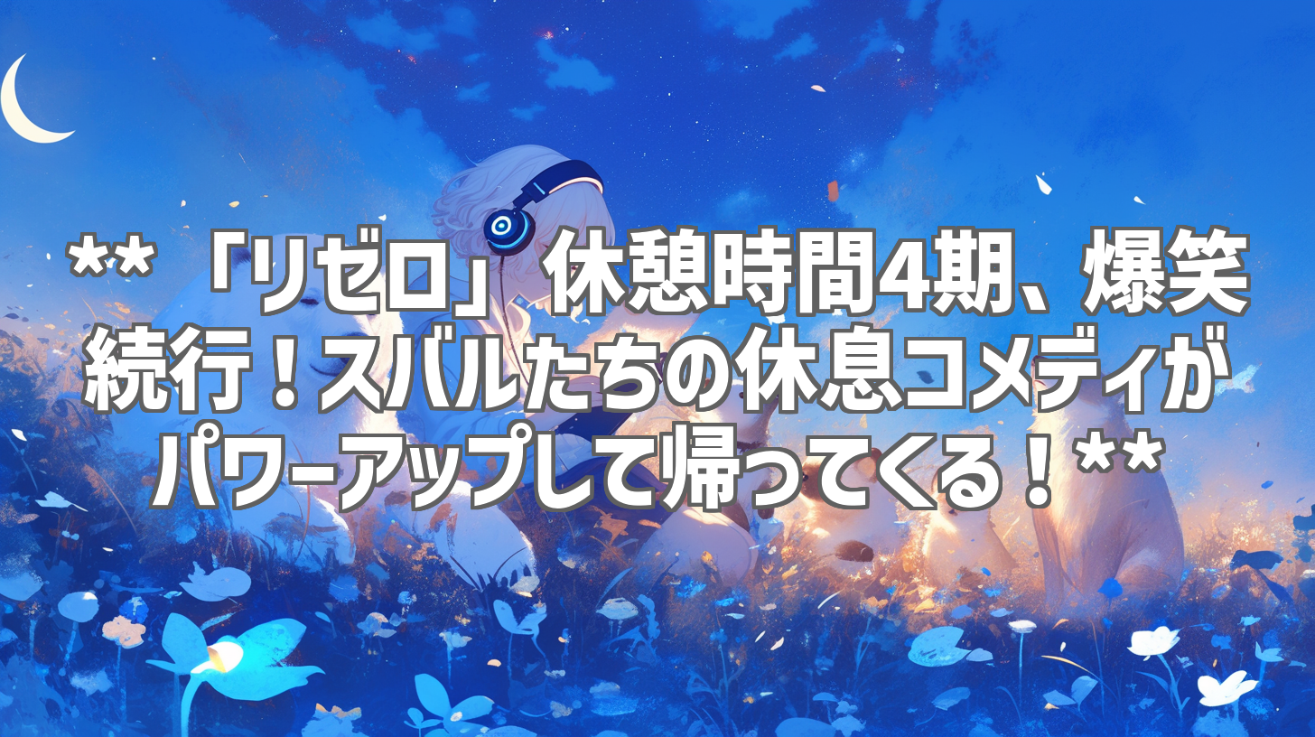 **「リゼロ」休憩時間4期、爆笑続行！スバルたちの休息コメディがパワーアップして帰ってくる！**