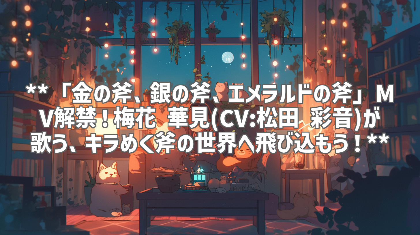 **「金の斧、銀の斧、エメラルドの斧」MV解禁！梅花 華見(CV:松田 彩音)が歌う、キラめく斧の世界へ飛び込もう！**